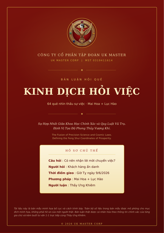 Xem trước bản mẫu hồ sơ Kinh Dịch Hỏi Việc của Thầy Ưng Khiêm