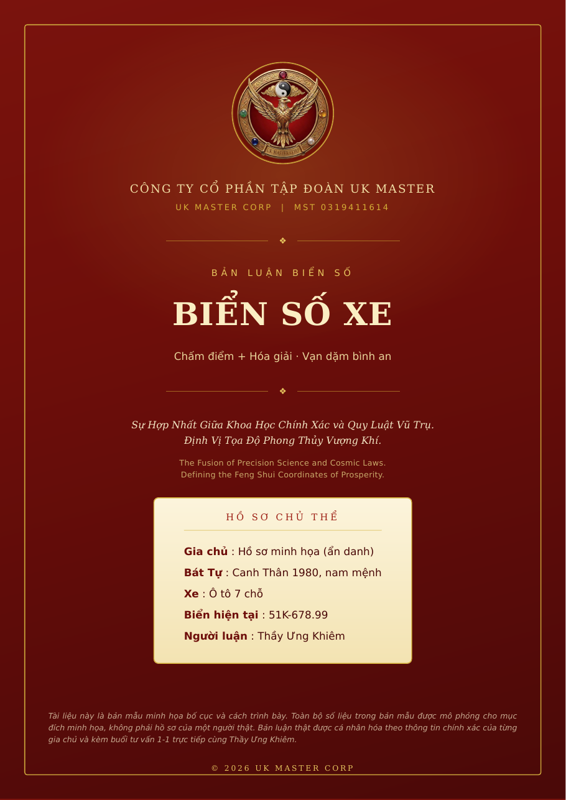 Xem trước bản mẫu hồ sơ Hóa Giải Biển Số Xe của Thầy Ưng Khiêm