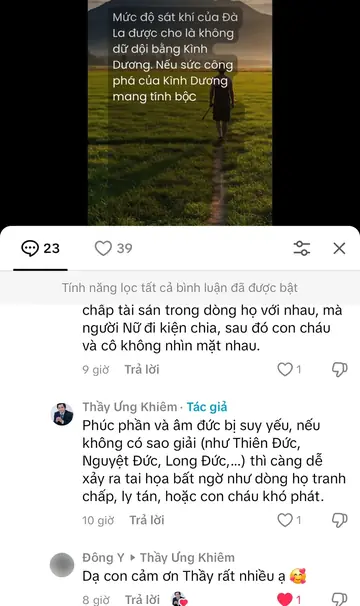 Bình luận của khán giả trên TikTok gửi Thầy Ưng Khiêm, ngày 08/05/2025