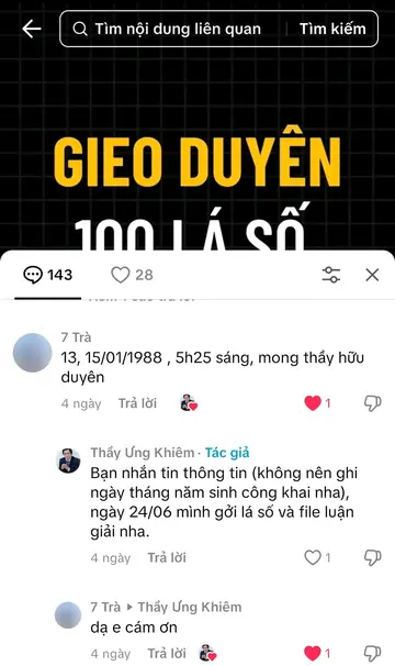 Bình luận của khán giả trên TikTok gửi Thầy Ưng Khiêm, ngày 24/06/2025