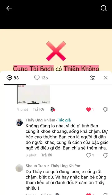Bình luận của khán giả trên TikTok gửi Thầy Ưng Khiêm, ngày 06/10/2025