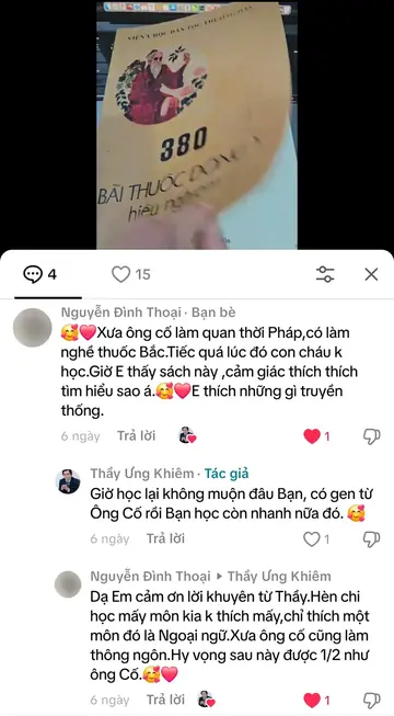 Bình luận của khán giả trên TikTok gửi Thầy Ưng Khiêm, ngày 25/11/2025