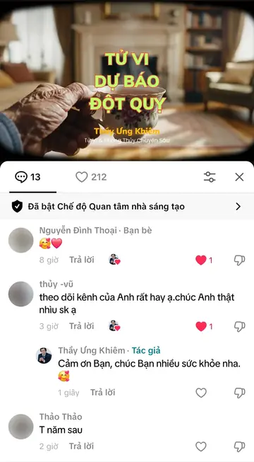 Bình luận của khán giả trên TikTok gửi Thầy Ưng Khiêm, ngày 08/12/2025