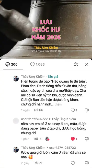 Bình luận của khán giả trên TikTok gửi Thầy Ưng Khiêm, ngày 10/12/2025