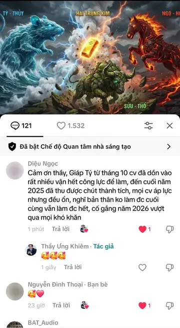 Bình luận của khán giả trên TikTok gửi Thầy Ưng Khiêm, ngày 16/12/2025