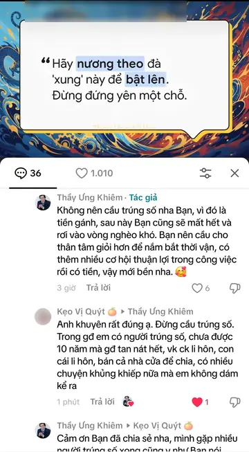 Bình luận của khán giả trên TikTok gửi Thầy Ưng Khiêm, ngày 29/12/2025
