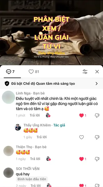 Bình luận của khán giả trên TikTok gửi Thầy Ưng Khiêm, ngày 31/12/2025