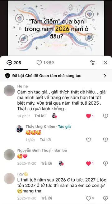 Bình luận của khán giả trên TikTok gửi Thầy Ưng Khiêm, ngày 20/02/2026