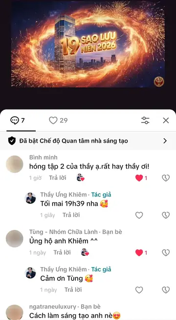 Bình luận của khán giả trên TikTok gửi Thầy Ưng Khiêm, ngày 16/03/2026