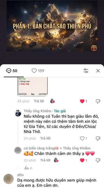 Bình luận của khán giả trên TikTok gửi Thầy Ưng Khiêm, ngày 30/03/2026