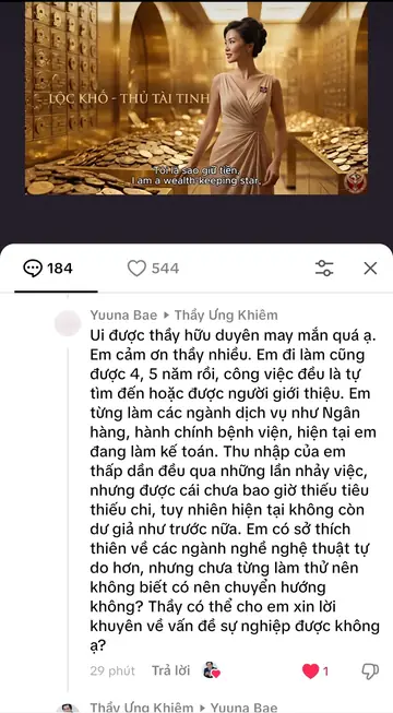 Bình luận của khán giả trên TikTok gửi Thầy Ưng Khiêm, ngày 31/03/2026