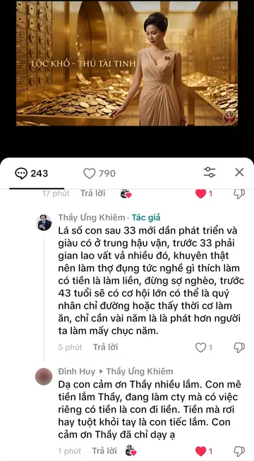 Bình luận của khán giả trên TikTok gửi Thầy Ưng Khiêm, ngày 14/04/2026