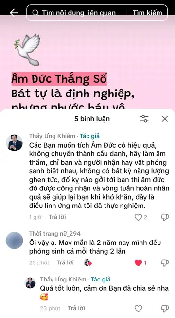 Bình luận của khán giả trên TikTok gửi Thầy Ưng Khiêm, ngày 25/04/2026