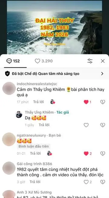Bình luận của khán giả trên TikTok gửi Thầy Ưng Khiêm, ngày 15/03/2026