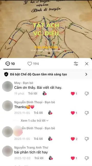 Bình luận của khán giả trên TikTok gửi Thầy Ưng Khiêm, ngày 15/03/2026