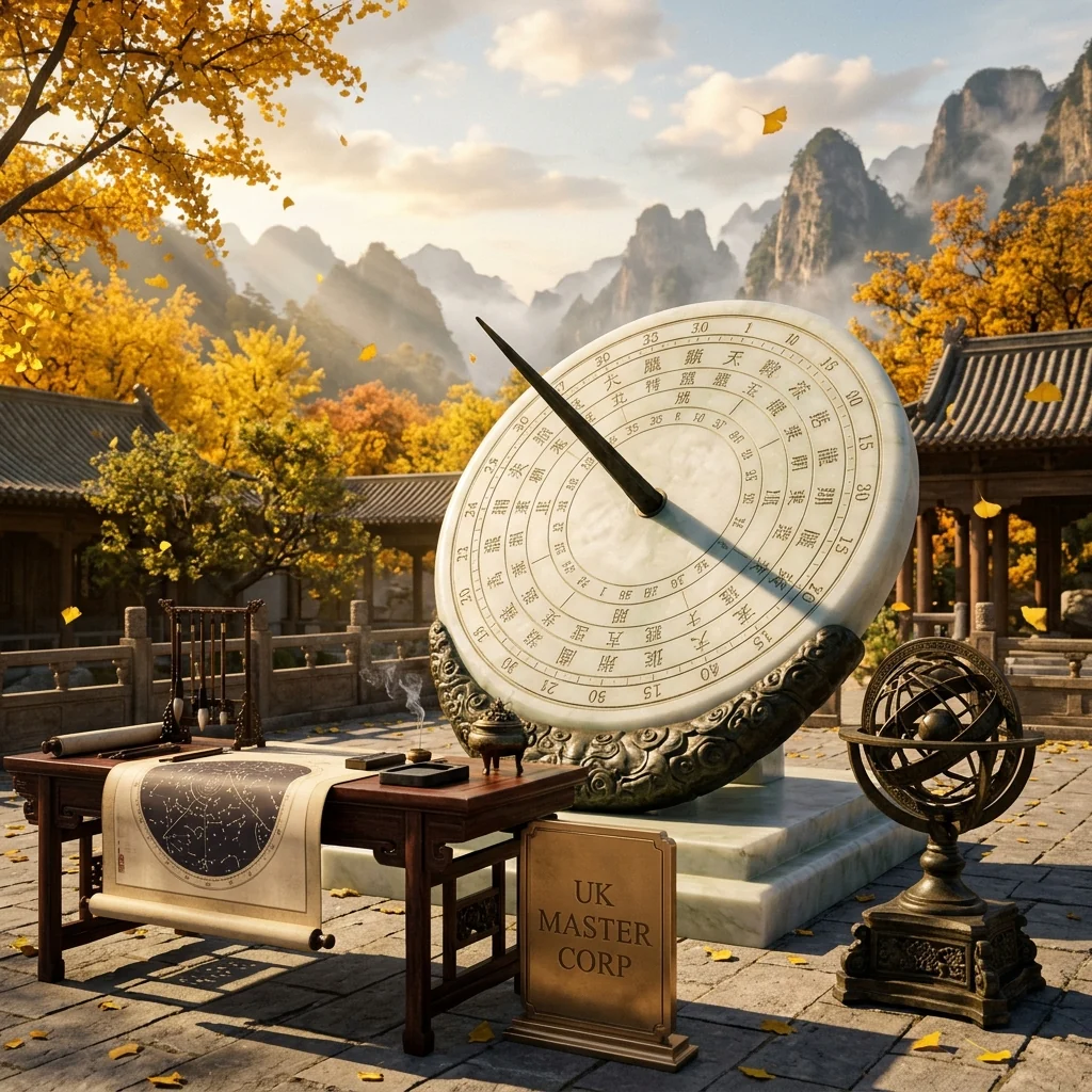 Ancient bronze and white-jade equatorial sundial and armillary sphere for Qi Men Dun Jia · UK MASTER CORP