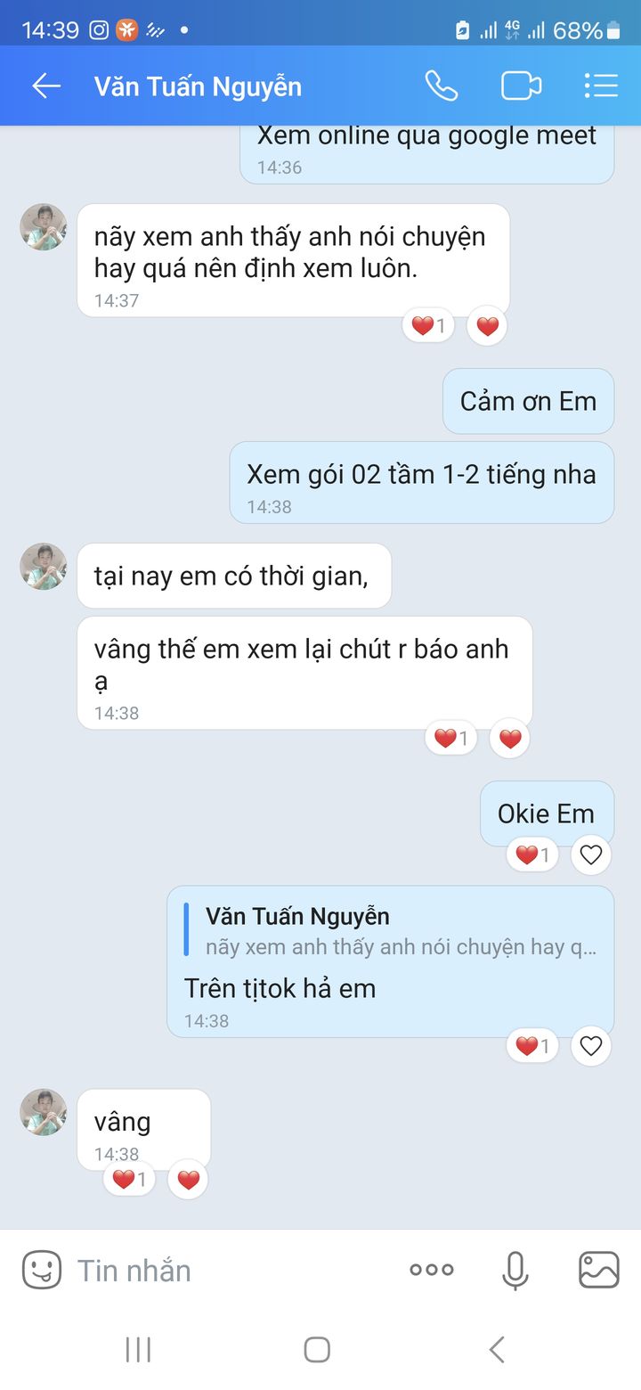 Phản hồi thật của học viên qua Zalo về buổi nói chuyện — 02