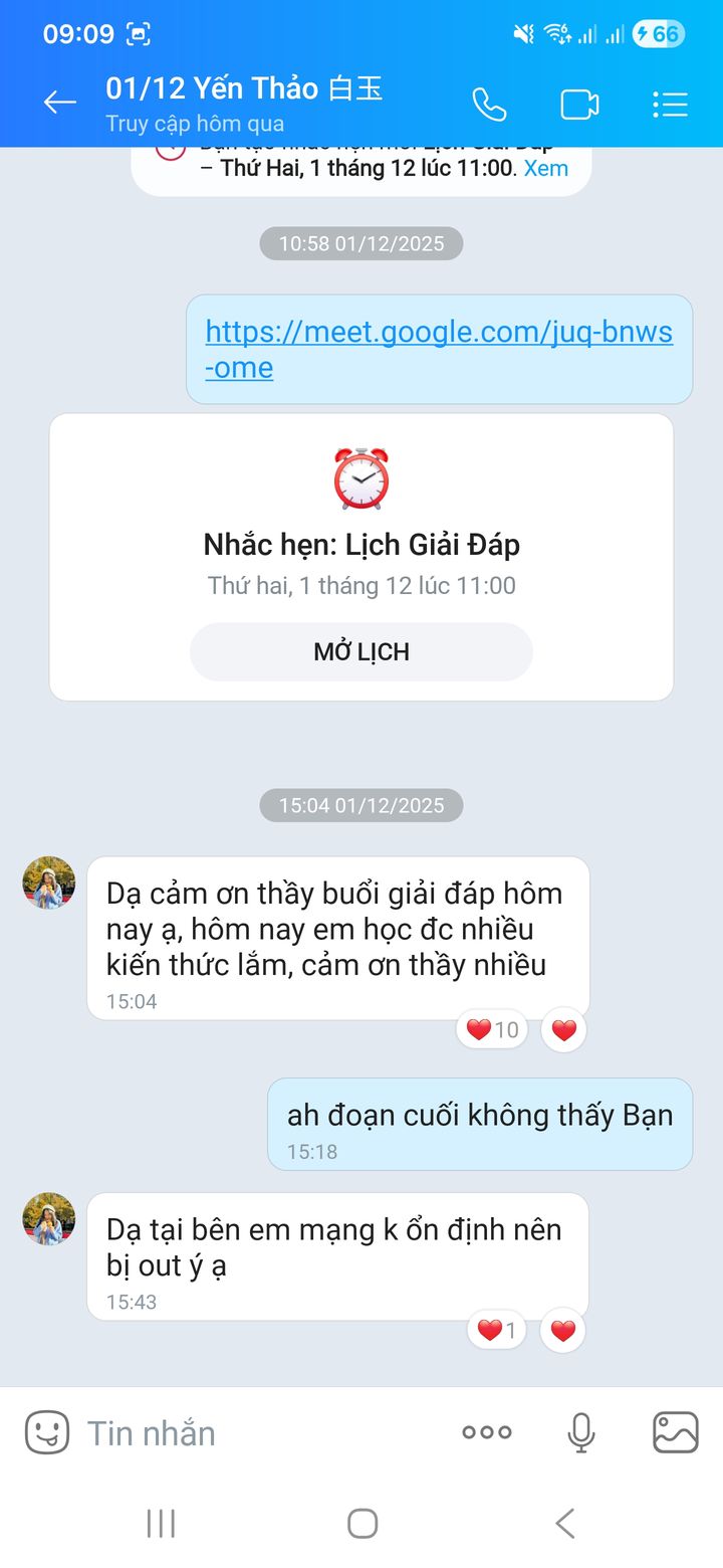 Phản hồi thật của học viên qua Zalo về buổi nói chuyện — 03