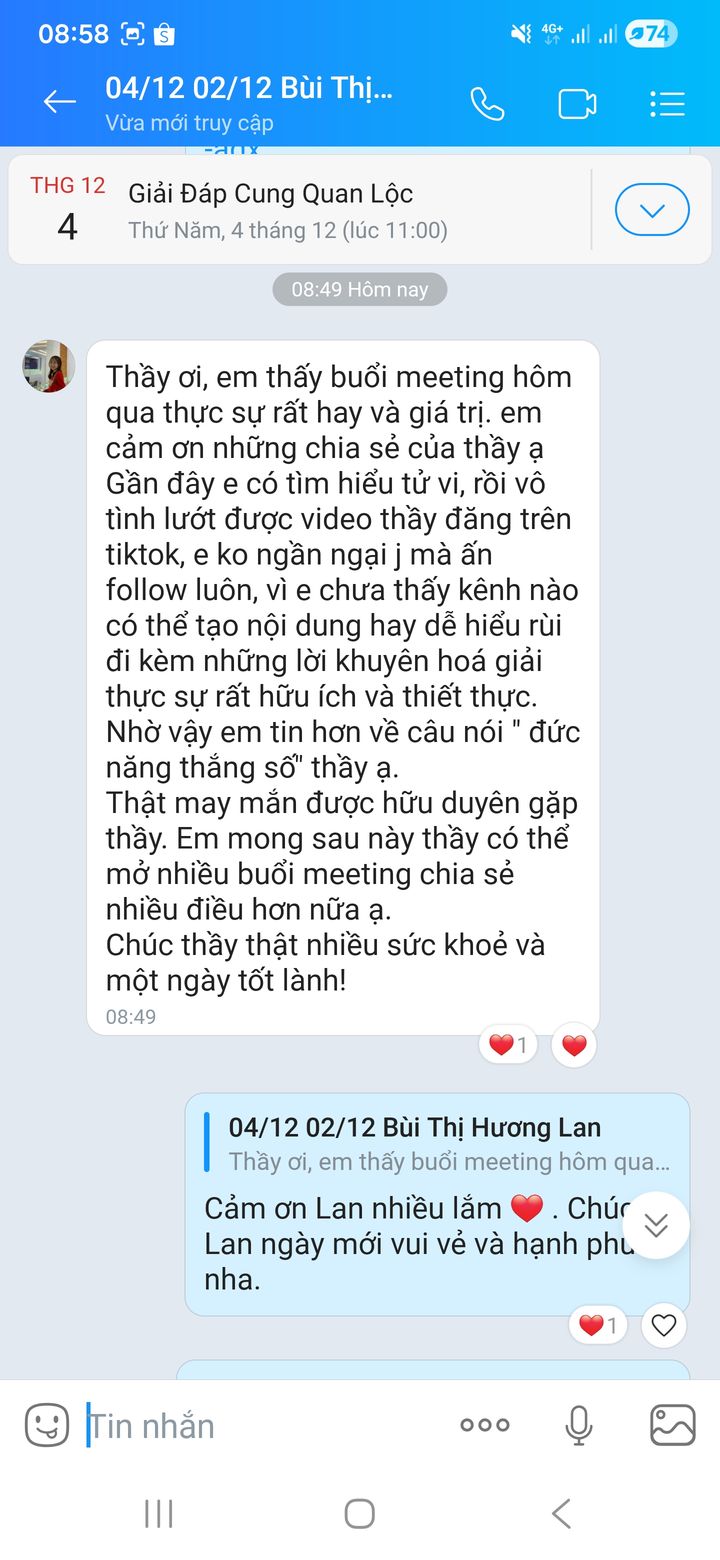 Phản hồi thật của học viên qua Zalo về buổi nói chuyện — 04