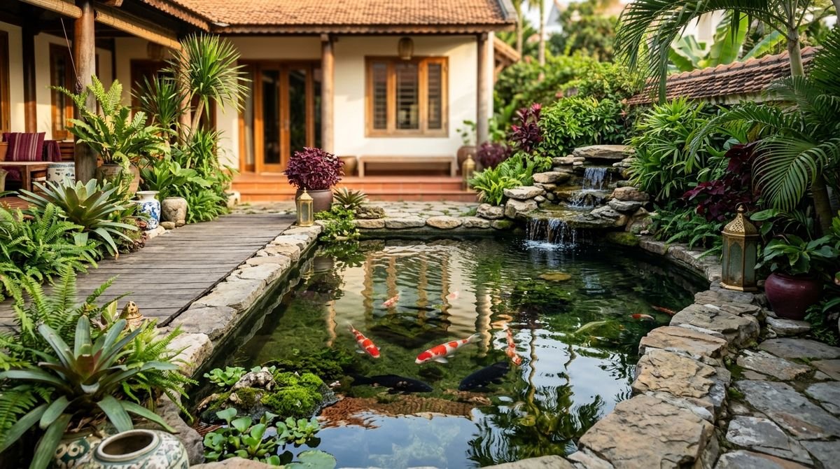 Hồ cá Koi phong thủy, ảnh minh họa