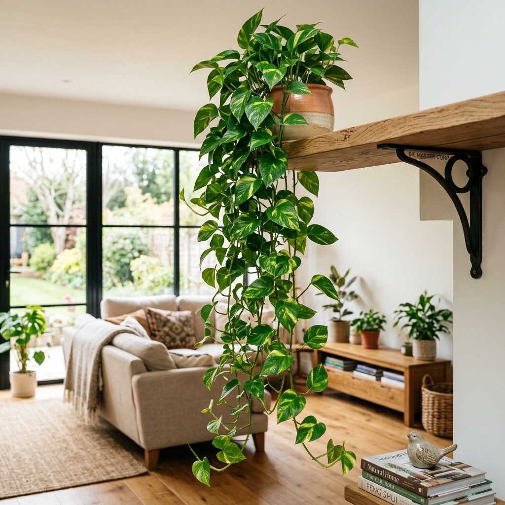 Cây trầu bà rủ trong phòng khách