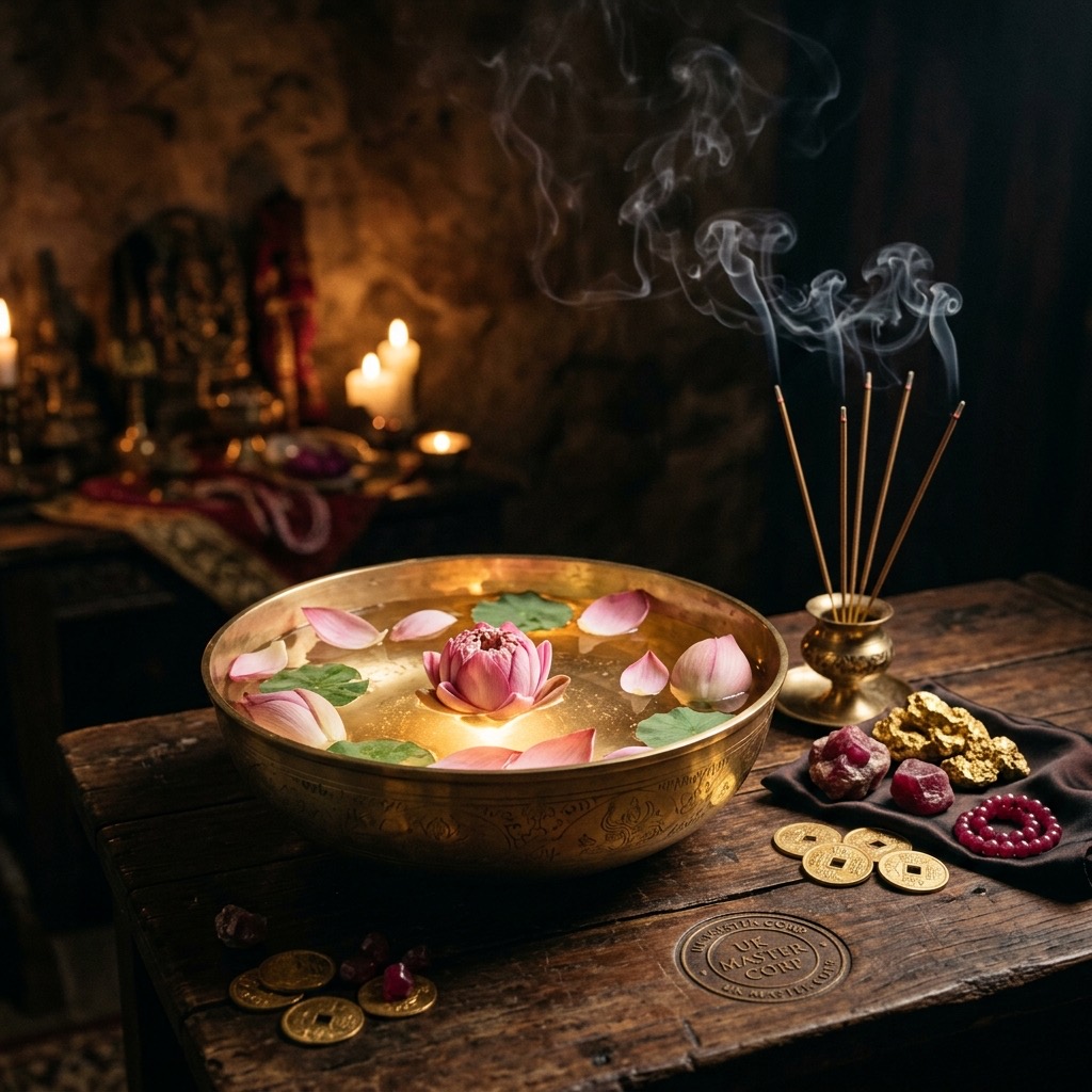 Nghi thức xông trầm hương và thanh tẩy bằng nước tinh khiết