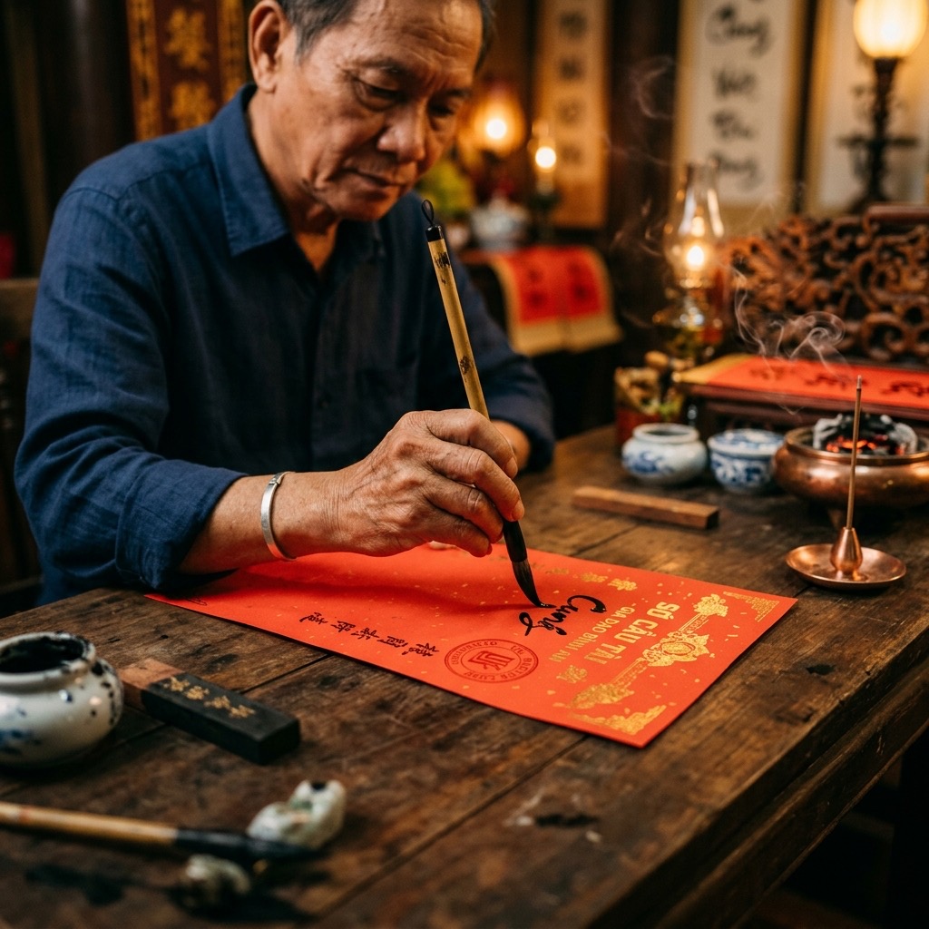 Bút lông viết sớ cầu tài lộc