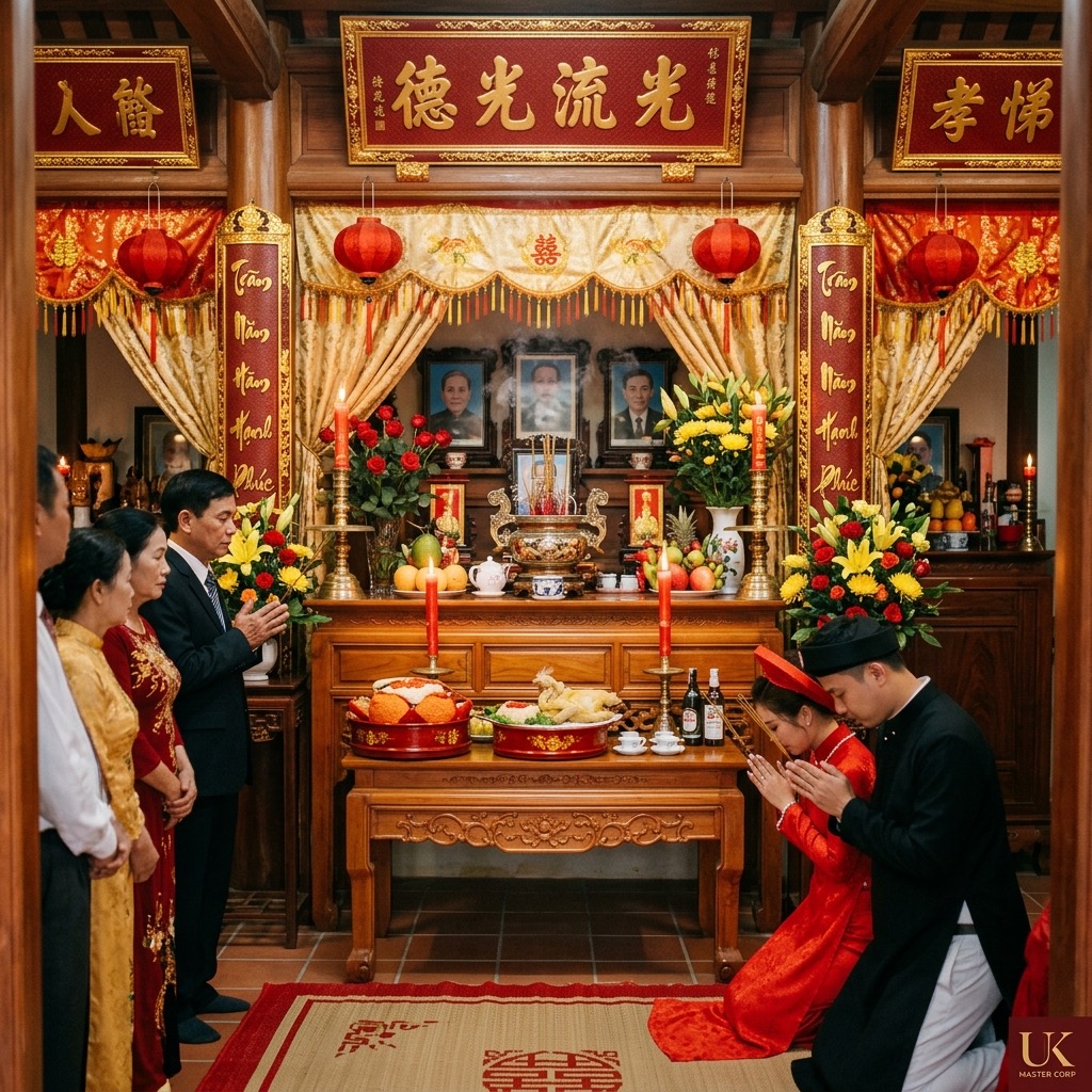 Hướng đón dâu và hướng bàn thờ gia tiên