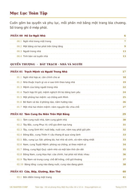 Full table of contents with page numbers