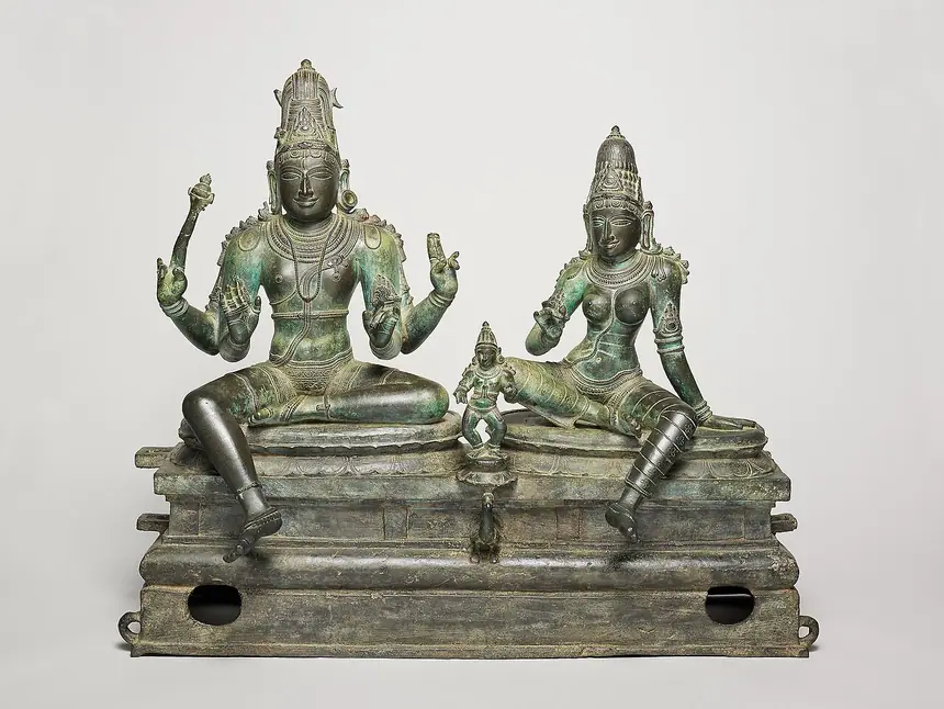 Somaskanda: thần Shiva và nữ thần Uma ngồi cùng con trai là Skanda. Đồng, Tamil Nadu. Viện Mỹ thuật Chicago. Trang tệp không ghi niên đại.