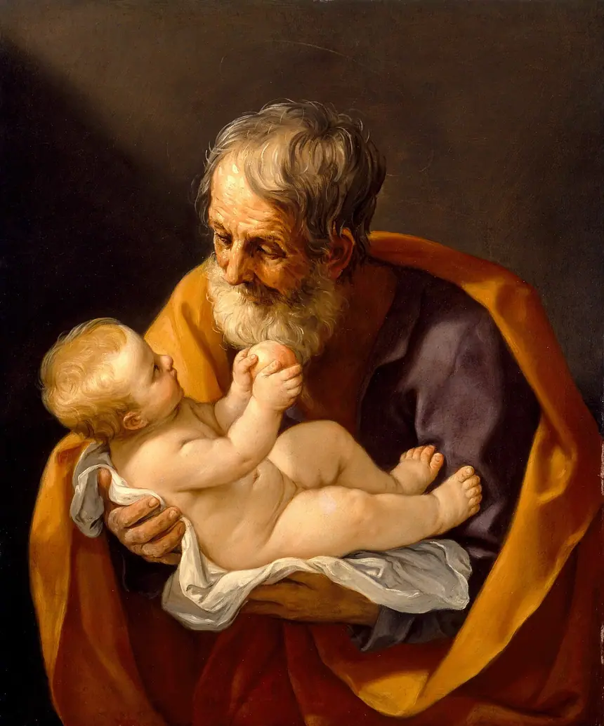 Thánh Giuse bồng Chúa Hài Đồng, tranh sơn dầu của Guido Reni, khoảng năm 1640. Bảo tàng Mỹ thuật Houston, Hoa Kỳ.