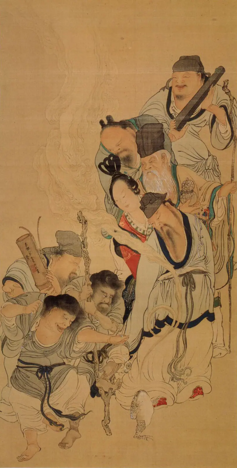 Bát Tiên, tranh cuộn màu trên lụa của Tani Bunchō, Nhật Bản, năm 1803.