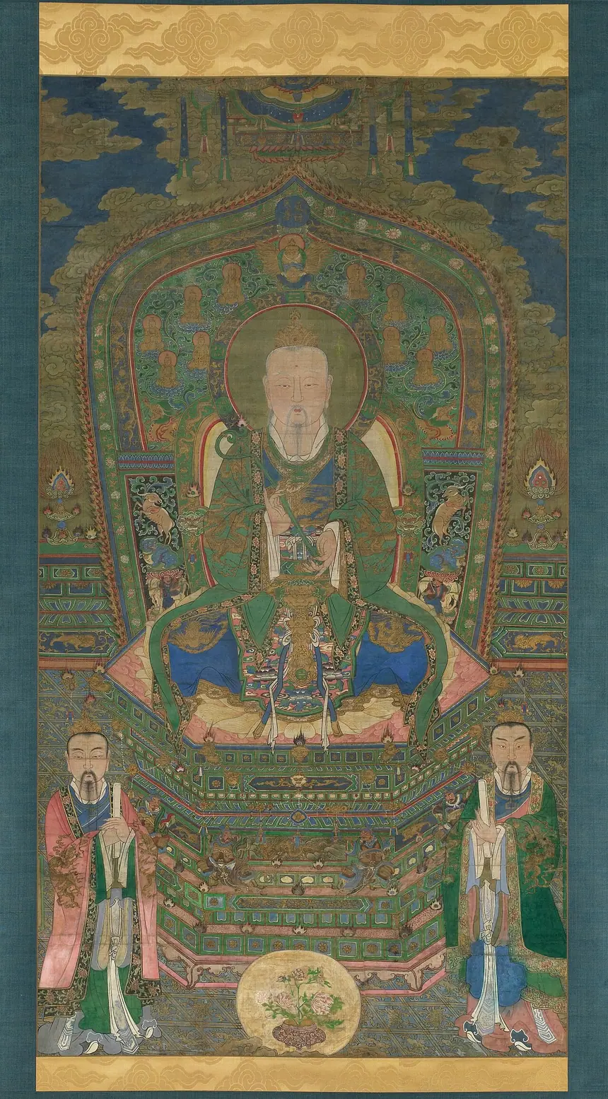 Linh Bảo Thiên Tôn, một trong bộ ba tranh Tam Thanh, thời Minh, thế kỷ 16. Viện Mỹ thuật Minneapolis.
