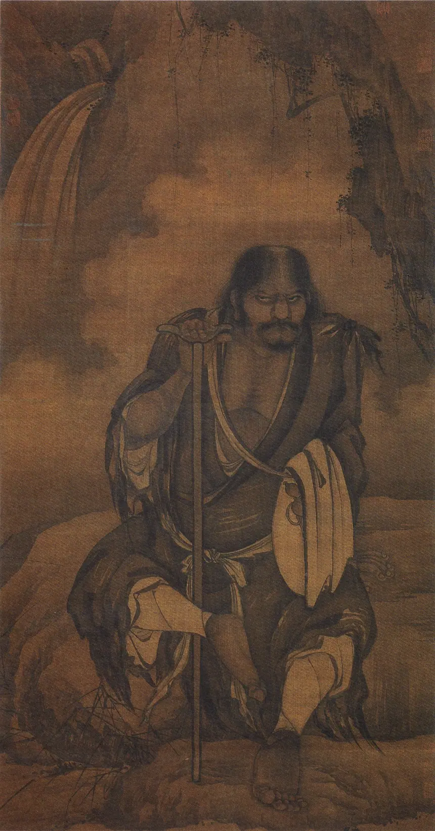 Lý Thiết Quải, tranh cuộn của Nhan Huy (Yan Hui), mực và màu trên lụa, khổ 131,8 x 67 cm, thế kỷ 13. Cố Cung Bắc Kinh.