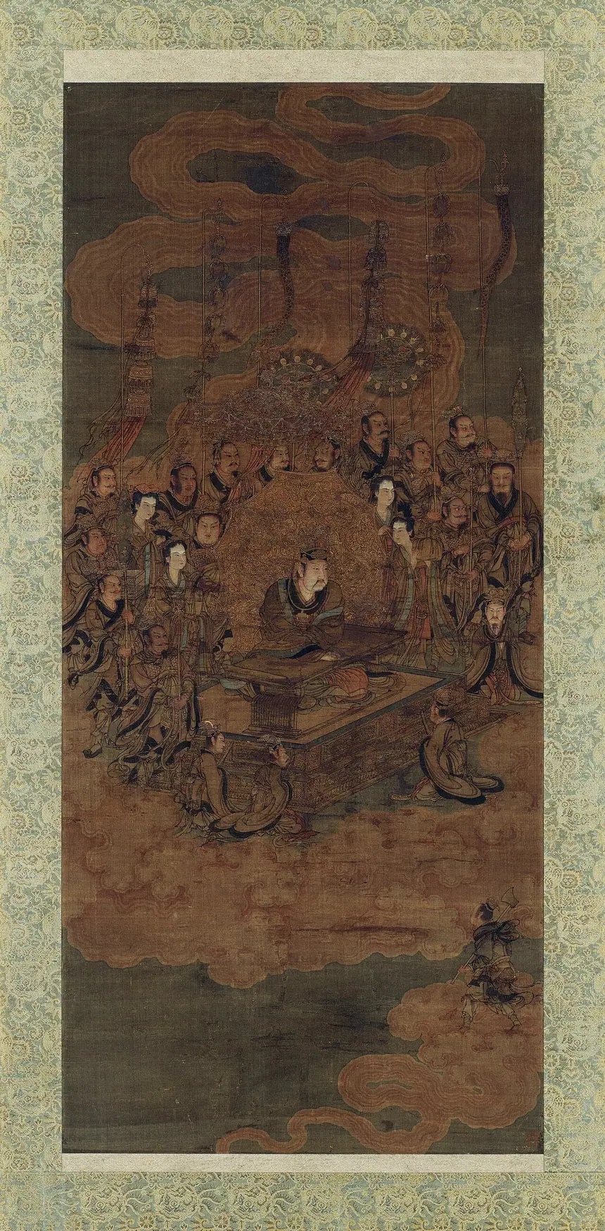 Thiên Quan, một bức trong bộ tranh Tam Quan, thời Kim tới Nguyên, thế kỷ 12 tới 13, xưa gán cho Ngô Đạo Tử. Bảo tàng Mỹ thuật Boston.