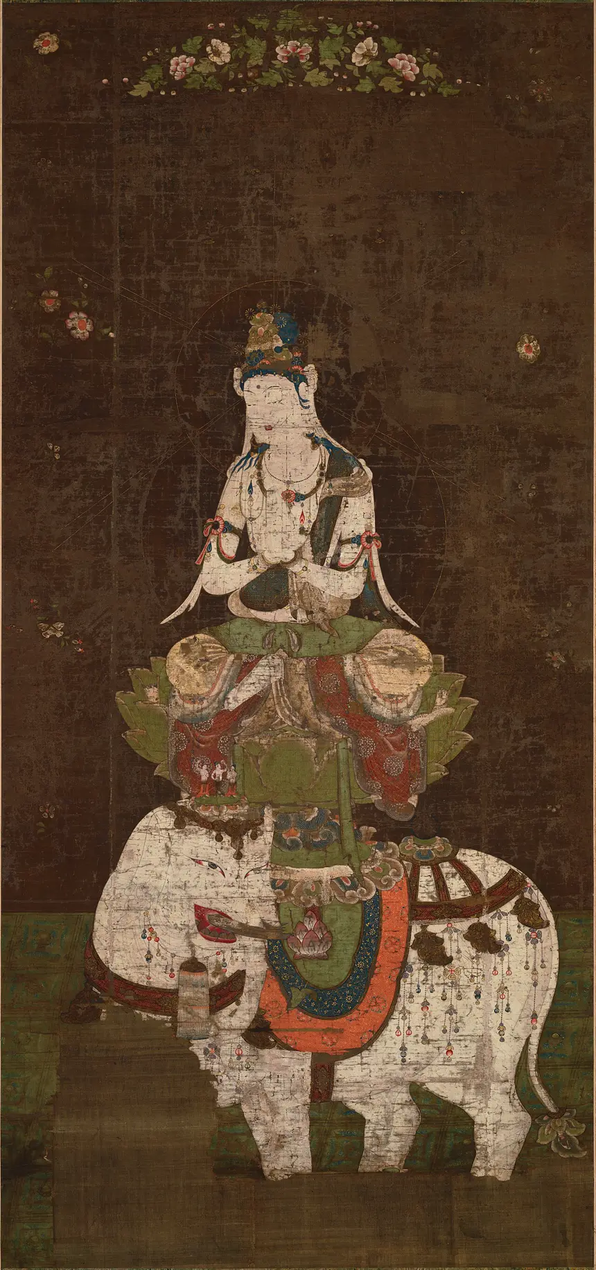 Phổ Hiền (Fugen) trên voi trắng, tranh lụa, Nhật Bản, thời Heian, thế kỷ 12. Bảo tàng Quốc gia Tokyo.