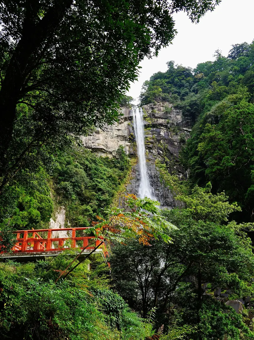 Thác Nachi nhìn từ đền Hirō, thuộc đền Kumano Nachi, tỉnh Wakayama. Ngọn thác cao 133 mét. Ảnh năm 2023.